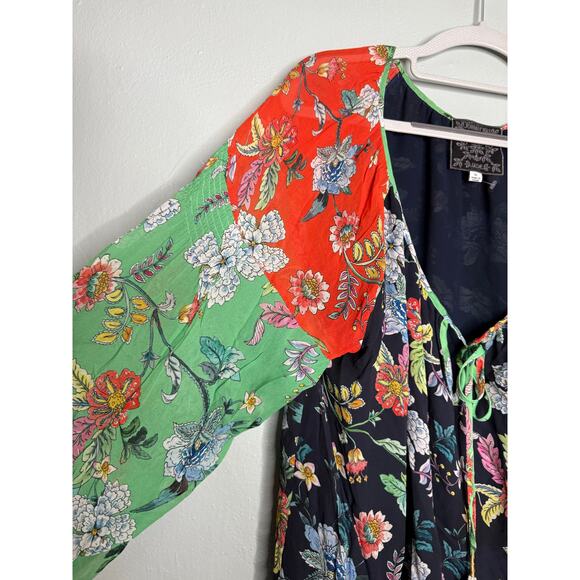 Johnny Was Jade Hortensia Mixed Floral Print Peasant Blouse - Picture 6 of 9